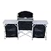 Outsunny Camping Kitchen Table, Aluminum Portable Outdoor Cooking Table, Fold-Up Cook Station with Windscreen and 3 Enclosed Cupboards for BBQ, Party, Picnics, Backyards