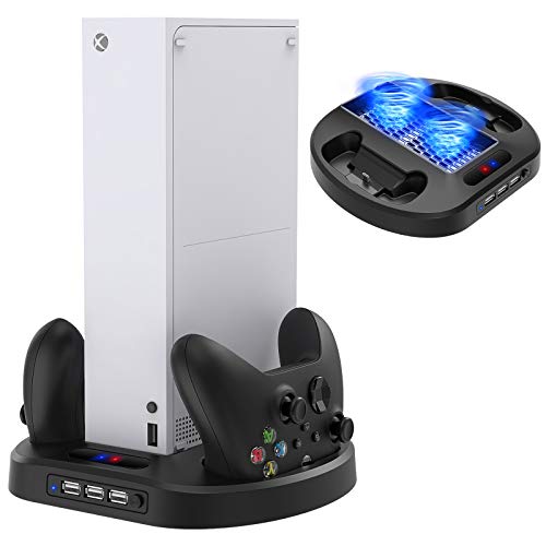 Vertical Stand with Cooling Fan for Xbox Series S, YUANHOT Charging Station Dock with Dual Controller Charger Ports and Cooler System (Only for Xbox Series S)