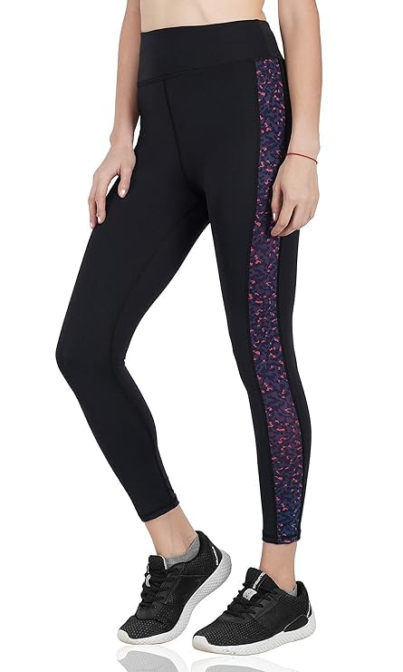 Image of NEVER LOSE Gym Wear Leggings Ankle Length Workout Tights /Stretchable Sports Leggings /Sports Fitness Yoga Track Pants with Pocket for Girls & Women (S, Classic11) Black CLASSIC11