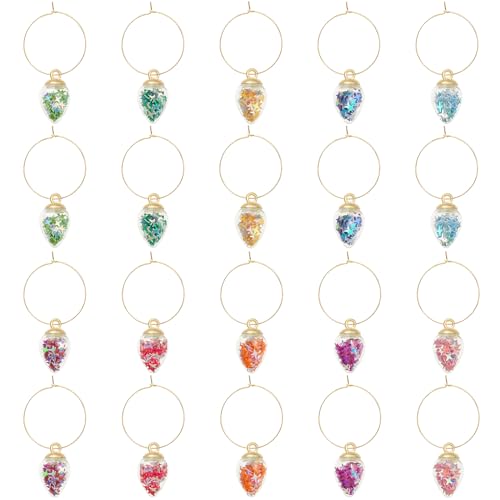 ELANE 20 Pcs Wine Glass Markers Charms,Wine Glass Charm Rings,Wine Charms for Stem Glasses,Glass Markers for Drinks,Wine Glass Tags