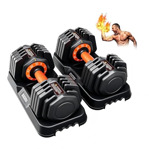 2026 Upgrade 50 lb Adjustable Dumbbell Set (Pair, 3-6 lb Steps, Quick-Dial)