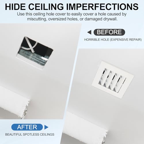 Placa cuadrada para techo con montaje con resorte panel de acceso blanco de 6 pulgadas 5