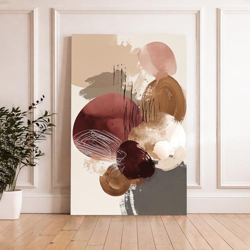 Image of Abstract Gesture Stretched Canvas Painting For Living Room | Multicolor Minimal Flow Stretched Canvas Wall Art For Livingroom Home Decor, Bedroom, Hallway's, Office, Hotel - 56x86 cm