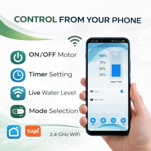 Image of Smart WiFi Based Fully Automatic Water Level Controller | 4 Water Level Indicator | Smart Water Pump Controller | Supports Up to 2 HP Motor | App Control with Alexa & Google