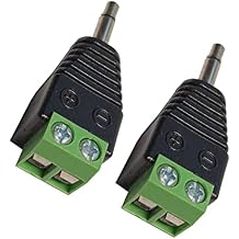 3.5mm TS Mono Male to 2 Pin Screw Terminal Female 1/8 Inch TS Audio Plug AUX Headphone Solderless Balun Converter Adapter 2 Pack