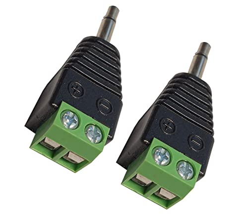 SHANFEILU 3.5mm TS Mono Male to 2 Pin Screw Terminal Female 1/8 Inch TS Audio Plug AUX Headphone Solderless Balun Converter Adapter 2 Pack
