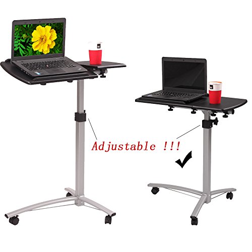 Soporte móvil ajustable para laptop con ruedas y mouse pad miniatura 6
