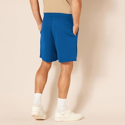 Amazon Essentials Men's Athletic Basketball Gym Shorts, Breathable Moisture Wicking Performance Tech Loose-Fit Training Shorts with Elastic Waist, Pack of 2, Blue/Neon Lime Green, X-Small - 3