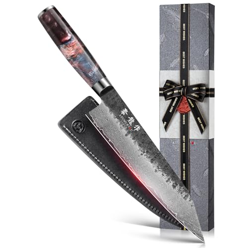 8.27'' Japanese Damascus Kiritsuke Knife, VG10 Steel Forged by Atumuryou - Used condition - US$132.73
