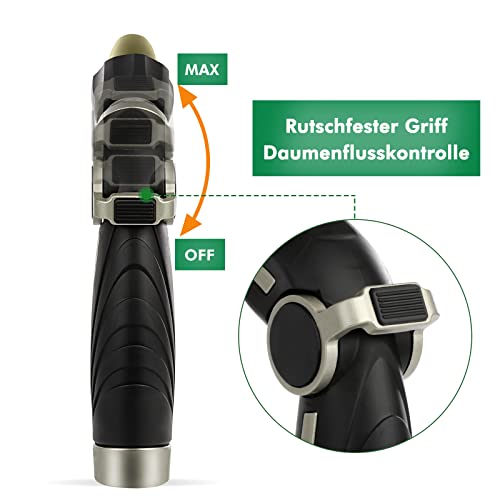 RESTMO Tuinwaterspuit, krachtige irrigatiesproeier, zuiver messing sproeikop, metalen tuinsproeier voor autowassen, tuinreiniging, duimstroomcontrole, 4 sproeipatronen - Afbeelding 6