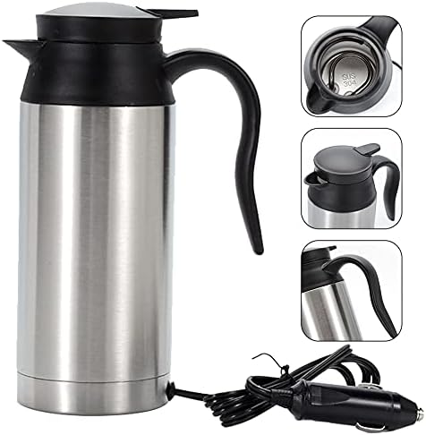 FDKJOK 750ML Electric Car Travel Kettle 24V Fast Boiler for Tea Coffee Hot Water Stainless Steel Kettle for Use in The Car Cigarette Lighter Charger