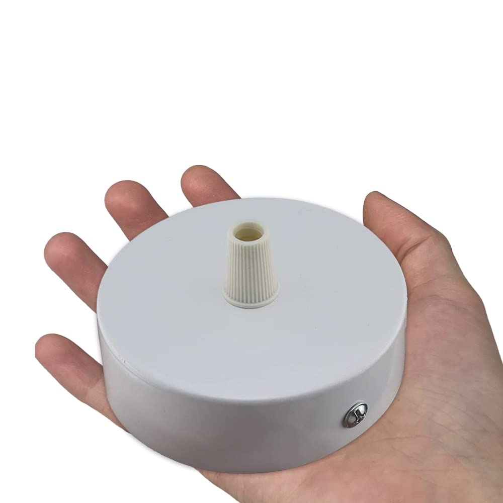 2 Pezzi Metallo Bianco Baldacchino Luce Pendente Soffitto, Copertura 80mm Connettore Plafoniera, Scatola di Giunzione, Accessorio Luce