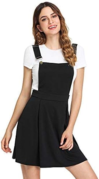 Pleated Mini Overall Pinafore Dress 