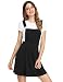 Romwe Women's Cute A Line Adjustable Straps Pleated Mini Overall Pinafore Dress Black M