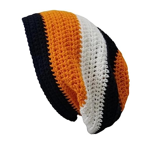 Chapeau d'hiver tricoté main pour femme, bonnet rayures arc-en-ciel chaud et costume adulte