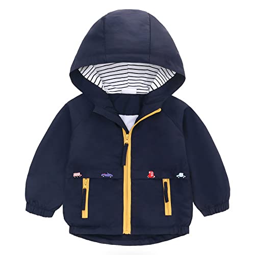 Famuka Children's jacket, baby boy's transition jacket, toddler summer jacket with hood, navy, 18 Months