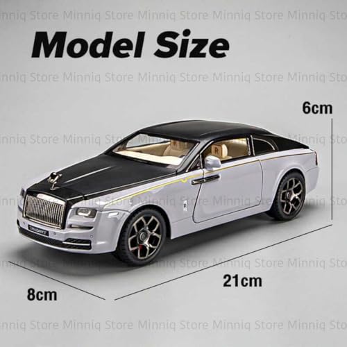 Image of 1:24 Rolls-Royce Spectre Diecast Metal Pull Back Car with 6 Openable Doors with Sound and Light Toy Decoration car Best Gift Toys for Kids (1:24 Rolls-Royce Wraith - Black)