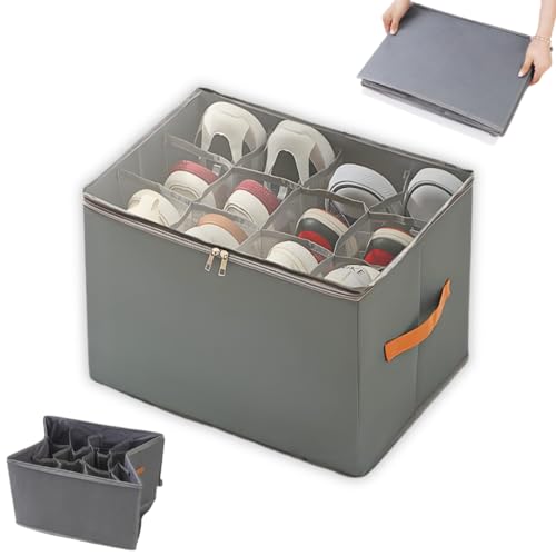 Organizador Multiuso Dobrável para Calçados e Roupas | Caixa Organizadora Grande em Tecido Oxford | Ideal para Sapatos, Calças e Blusas | Cor Cinza
