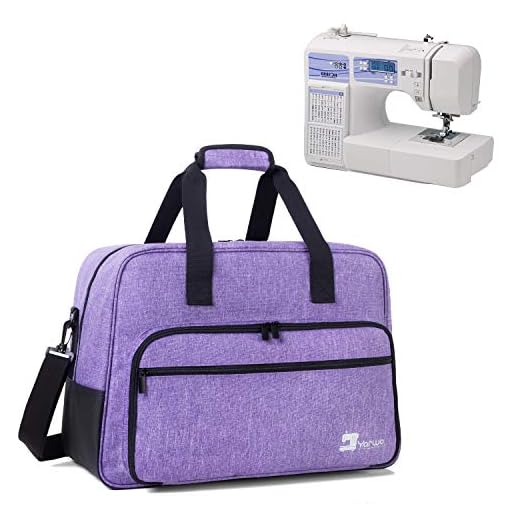 Yarwo Maletas de Transporte para Máquinas de Coser, Bolsa para Máquina de Coser Adecuado para la mayoría de Las máquinas de Coser universales, con Acolchado y Fondo Antideslizante, Púrpura