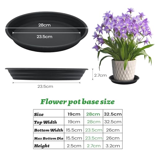 Chuner 5X Blumentopf Untersetzer Ø 28cm, Pflanzen Untersetzer Farbe Anthrazit Kunststoff Blumenuntersetzer Blumentopfuntersetzer passend zu Ø 23.5cm Blumentöpfen