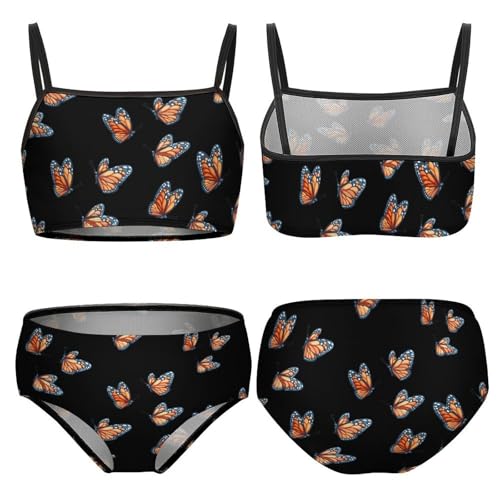 Cute Monarch Butterfly Girls Swimsuits Two Piece Bikini Sets Beach Sport Swimwear Bathing Suit3