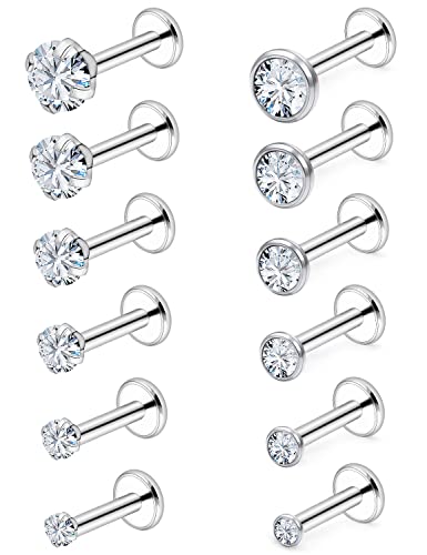 Vsnnsns 16G Lip Rings Stainless Steel Tragus Helix Conch Piercing Jewelry Snake Bite Piercing Monroe Lip Rings Labret Medusa Cartilage Lobe Earrings Piercing Jewelry CZ 2MM 2.5MM 3MM 3.5MM 4MM 4.5MM