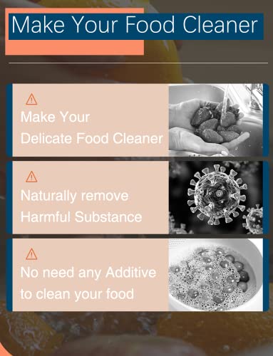 BCRTO Vegetable and Fruit Cleaner Machine, Purified Water-Proof Fruit Cleaning Device with OH-ion Purification Technology 250min Working time and Wireless Charging, for Cleaning Fruit, Grain,Meat