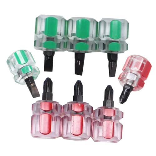 IWOWHERO 8個小型ショートハンドルドライバー ミニドライバー 平型 プラス マイナス クロス 属製 耐久性 家修理 電子機器メンテナンス 自動車修理用