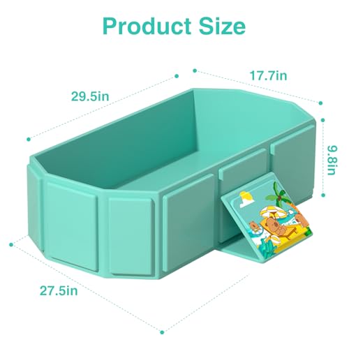 Image of Portable Folding Baby Bath Tub, 29.5L x 17.7W x 9.8H inches, Suitable for 0-6 Years, Pink /Mint Green (Green)