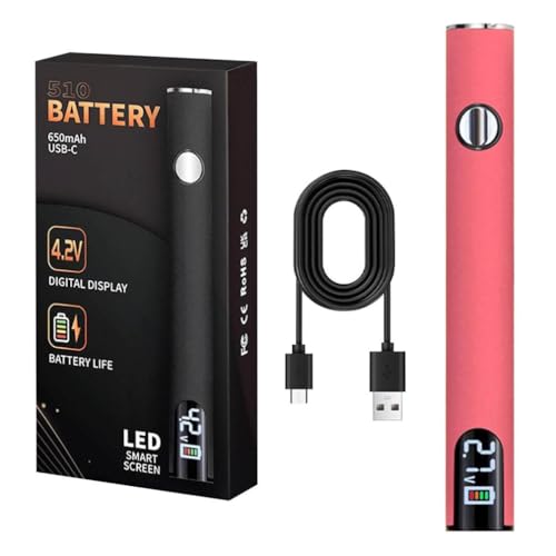 Portable Soldering Iron Kit with LED Display, USB Rechargeable, Suitable for Home Appliance Electronic Kit with Connect, 510 Threaded Battery, 650mah (Pink)