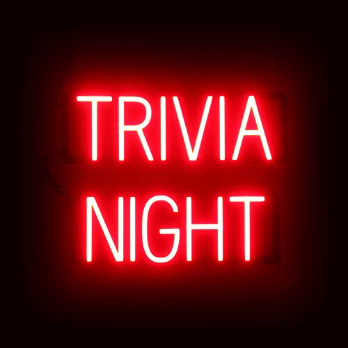 Image of SpellBrite LED Neon TRIVIA NIGHT Sign for Business - Red, 20 inch x 15 inch | Ultra-Bright Click-Together Signage for Bars & Restaurants, with Visibility from 500 ft - 8 Animations, 6 Brightness Levels