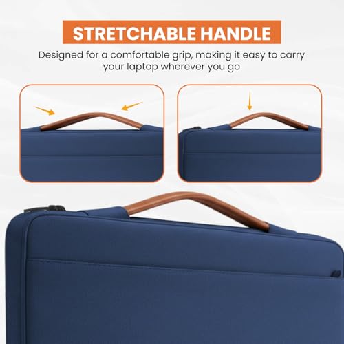 Image of Dyazo 14-14.1 Inch Laptop Sleeve with Handle & Front Accessories Pocket | Soft Inner Lining | Water Resistant Protective Laptop Carry Case Compatible with MacBook, Dell, HP, Lenovo, Acer & More (Blue)