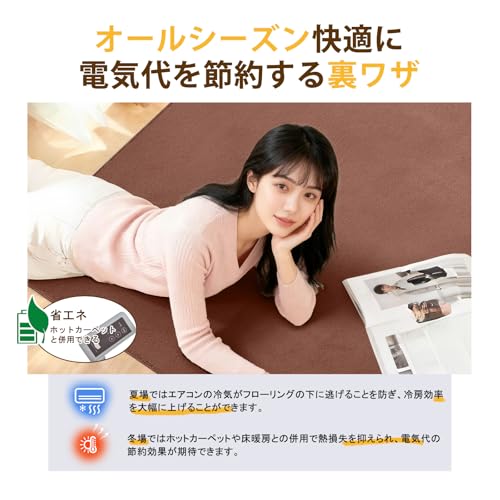 Healife カーペット 1.5畳 ラグマット ラグ 洗える 130x185 cm 絨毯 ホットカーペットカバー ブラウン 滑り止め付き オールシーズン 床暖房 フランネル 抗菌防臭 防ダニ じゅうたん さらフワ触感 おしゃれ 北欧 リビングマット [2]