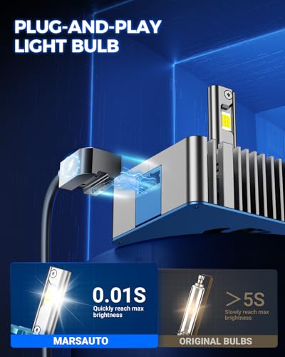 Image of Marsauto D5S D5R HID Bulbs, 10X Brightness, 60,000LM 6500K White for HID Xenon Bulb, Plug and Play, Pack of 2