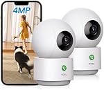 AOSU 4MP Caméra de sécurité intérieure - 2.5K Baby Monitor Caméra pour animaux de compagnie 360° pour la sécurité intérieure, WiFi Caméra avec routeur Wi-Fi 5/2,4 GHz, appel à un seul coup, suivi intelligent des mouvements (2 Boîte)