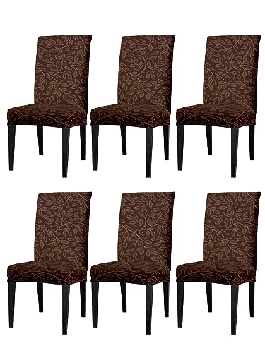 Image of Cortina Polyester Spandex Dining Chair Cover, Stretchable & Washable Slipcover, Brown (Set of 1)