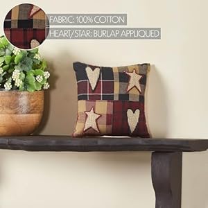 VHC Brands Connell Patchwork Pillow 6x6, Cotton Pillow With Polyester Pillow Fill, Decorative Throw Pillow, Connell Collection, Square 6x6, Burgundy VHC Brands Connell Patchwork Pillow 6×6 Cotton Pillow With Polyester Pillow Fill Decorative Throw Pillow Connell Collection Square 6×6 Burgundy