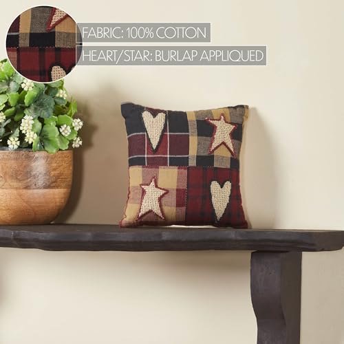 VHC-Brands-Connell-Patchwork-Pillow-6×6-Cotton-Pillow-With-Polyester-Pillow-Fill-Decorative-Throw-Pillow-Connell-Collection-Square-6×6-Burgundy VHC Brands Connell Patchwork Pillow 6×6 Cotton Pillow With Polyester Pillow Fill Decorative Throw Pillow Connell Collection Square 6×6 Burgundy