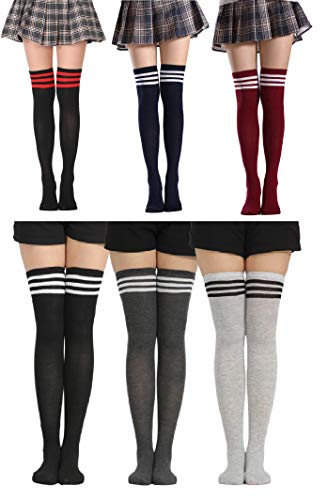 Women's Extra Long Over Knee High Opaque Stripedstockings Socks #TOP6