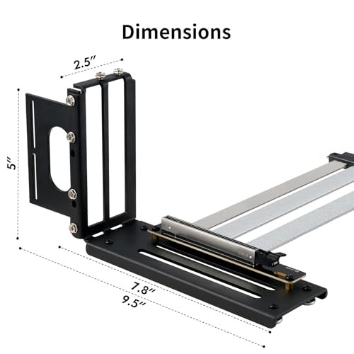 Image of PCIE 5.0 Riser Cable with 3 Slots Vertical GPU Mount Bracket Kit, Gen 5 GPU Graphics Card Extension Cable, PCI-E 16X 128GB /s Compatible with PCIE 4.0 and WRX80 / 90E, RTX4090 / 5090 / RX7900XTX, 200mm