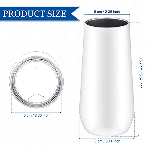 2 Packs Double-Insulated Stemless Champagne Flutes Wine Tumbler, Unbreakable Cocktail Cups Reusable Champagne Toasting Glasses With Lids (White, 12 Oz) #TOP15