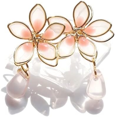 Cherry Blossom Delight - Radiate Elegance with Our Mori-Inspired Enamel Flower Earrings Featuring an Exquisite Asymmetrical Design, Dripping Oil Effect, 925 Silver Needles.Can wear Them All Day. Perfect for Any Occasion - A Must-Have Addition to Your Jewelry Collection