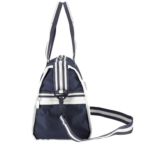 LeSportsac Spectator Deep Blue Deluxe Medium Weekender Crossbody Bag, Style 4318/Color C466, Timeless Navy Blue & Crisp White Unite in Fashion Trending 2 Tone Spectator Style Sophisticated Travel Bag3