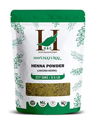 H&C 100% Natural and Pure Henna Powder / Lawsonia Inermis (Organically Grown) 227 gms (1/2 LB) for Hair