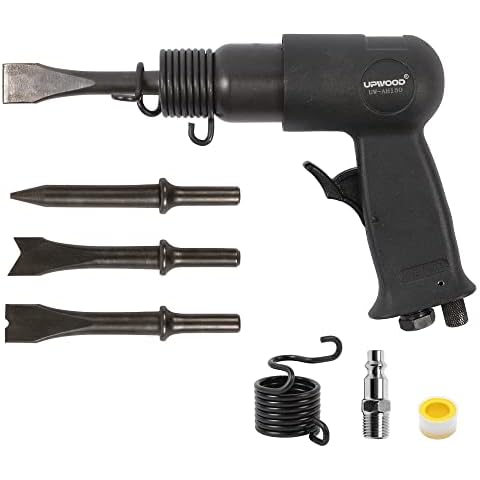 UW-AH150 Short Barrel Air Hammer Kit with Quick Change Retainer and 4 Chisels, 1-5/8 Inch Stroke, 4500 BPM, Light weight Cover
