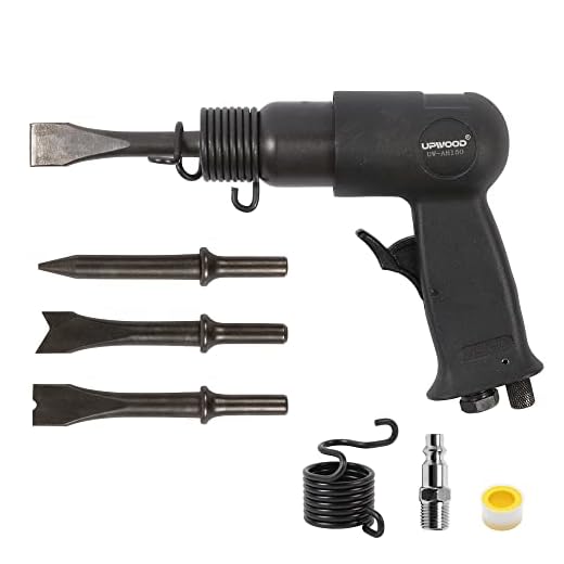 UW-AH150 Short Barrel Air Hammer Kit with Quick Change Retainer and 4 Chisels, 1-5/8 Inch Stroke, 4500 BPM, Light weight