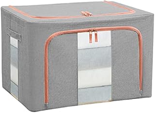 YATOSEEN Large Clothes Storage Box, Foldable Clothes Storage with Reinforced Handle Storage Box Closet for Clothes, Bedding, Quilt, Pillow (22L,Grey)