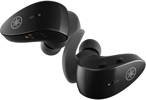 Yamaha TW-ES5A Auriculares deportivos inalámbricos con Bluetooth 5.2, IPX7 impermeables, ajuste seguro, sonido premium, captura de voz Qualcomm CVC