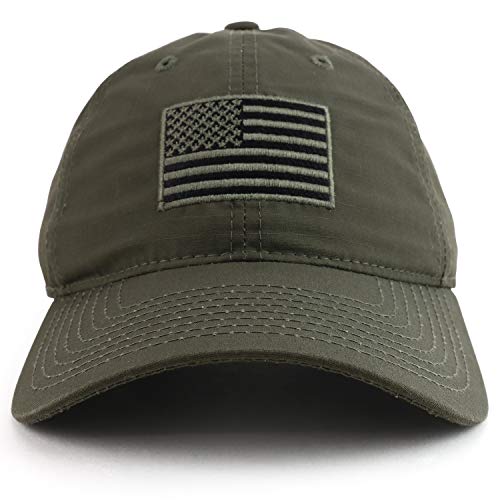 Rapid Dominance American Flag Embroidered Relaxed Cotton Adjustable Cap - Olive #TOP24