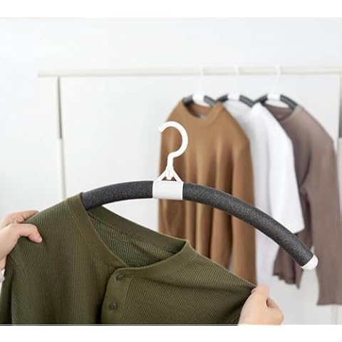 Displays By Jack No Shoulder Bumps Sweater Coat Cloth Hangers Padded Bendable Hanger for Bump Free Clothing Adjustable, Extended Width 21""(Black, 10) Cover